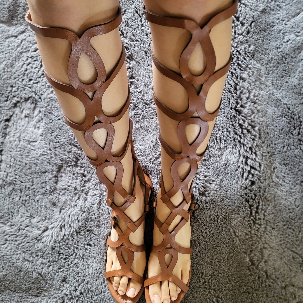Gladiator below-the-knee sandals
